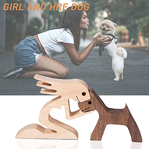 Small Living Room Decor Women And Dog Statue Wood Decorations For Home #TOP1