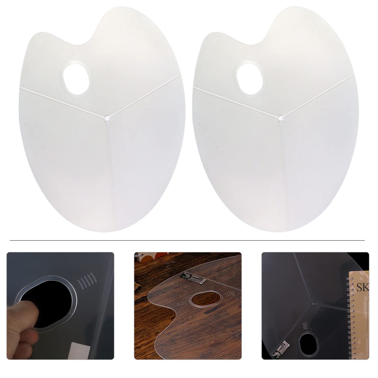 DOITOOL 2Pcs Plastic Painting Palette Durable Color Mixing Tray for Watercolor Lightweight Art Paint Tray for Artists Students