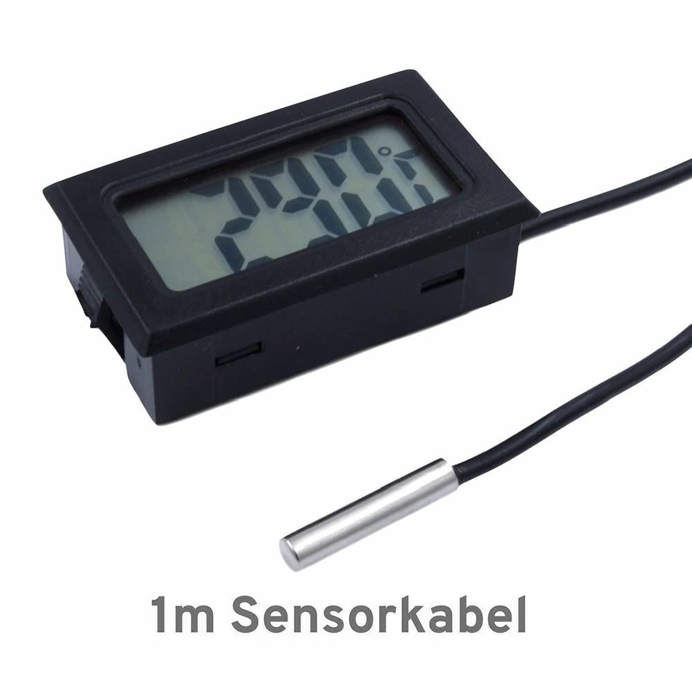 DAZZLEEX Mini termometro digitale con sonda 1 m cavo nero
