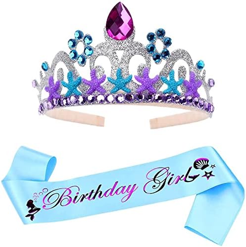AOPRIE Set di diadema e fascia per 5° compleanno, in oro
