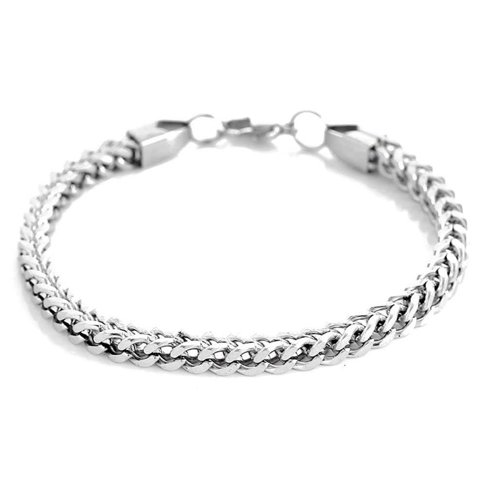 Wedio Bracelet Double row Single row Couple Stainless Steel Titanium Hip Hop Front and Back Mesh Simple Jewellery Bracelet, Zinc, no gemstone
