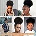 AISI QUEENS Natural Black Puff Ponytail for Women And Kids, Synthetic Curly Hair Ponytail African American Short Afro Puff Ponytail Hair Extensions Wig with 2 Clips(1B#)