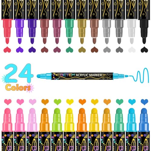 Betem ACRYLIC-PARENT 24 Colors Dual Tip Acrylic Paint Pens Markers thumb #5