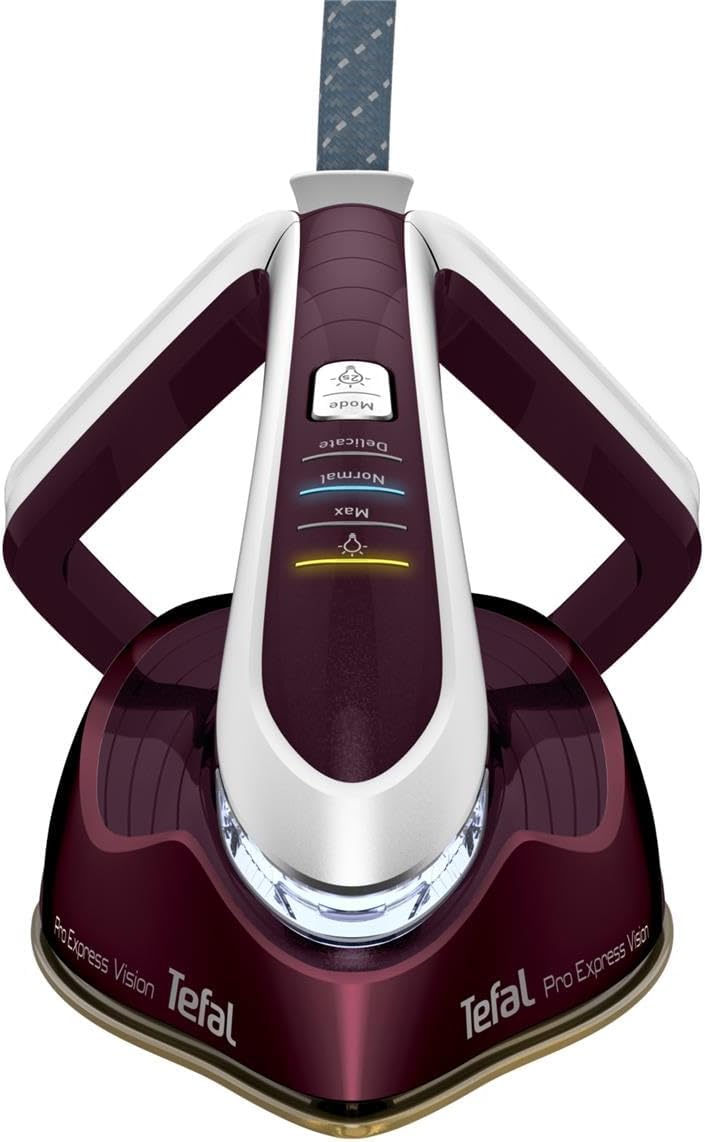 Exploded view of Tefal GV9810 showing the removable water tank and iron