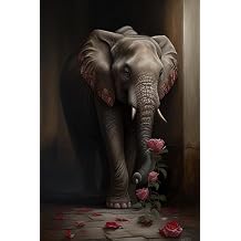 200 Piece Wooden Jigsaw Puzzle, Challenging and Fun Activity -Elephants and Roses Pattern, Interesting and Warm Art Adult Puzzles - Modern Home Decor Ideal Gift