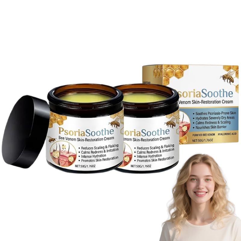 TLOPA PsoriaSoothe Bee Venom Skin-Restoration Cream Professional Bee Venom Cream with Melittin Shea Butter & Aloe Gentle for Elbows Knees Scalp for All Skin Types (2PCS)