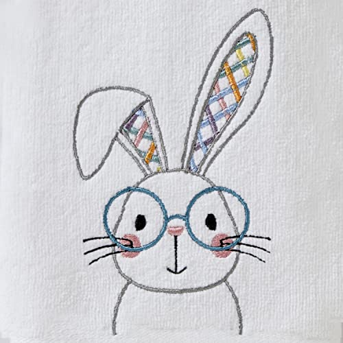 Image of SKL Home Easter Bespeckled Bunny 100% Cotton Embroidered 2pc Hand Towel Set, Decorative for Bath /Kitchen /Bar & Gift, White