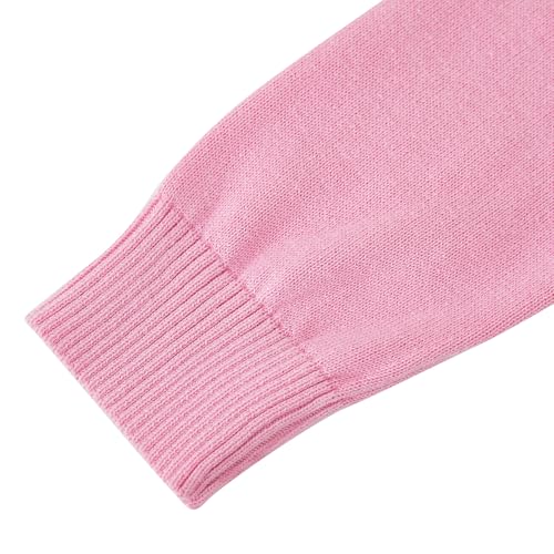 Image of UMELOK Girls Cardigan School Uniform Sweater Crew Neck Long Sleeve Cotton Sweaters