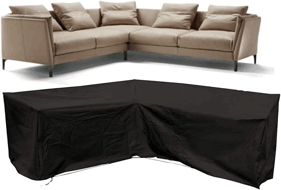 Patio Furniture Sectional Covers 105x79inches L-Shaped Sectional Garden Lawn Sofa Cover 420D Heavy Duty Waterproof Dustproof Furniture Protection Corner Sofa Cover for Outdoor Veranda