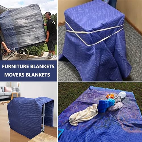Image of Moving Blankets Heavy Duty Professional Packing Blanket for Moving Environmental Moving Supplies Pack of (5, (40 * 72)-Blue)