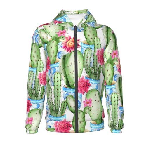 Flowers and Cactus Kid Hoodies Boys Zip Up Sweatshirts Girls Pullover with Pocket2