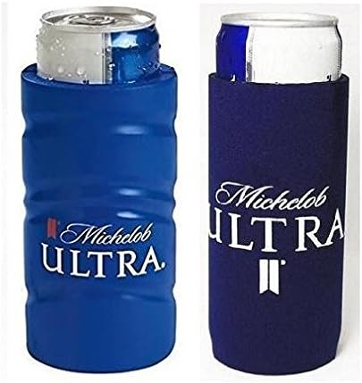 Michelob Ultra Slim Line - 1 enfriador de espuma gruesa y 1 juego de neopreno Huggie Can Coolie