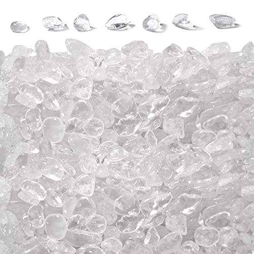 ideayard 900 Gramm Bergkristall Mini Trommelsteine, Natürlicher Bergkristall Kristall Unregelmäßig Getrommelte Chips für Garten Blumentöpfe Aquarium Dekorative Steine Cover