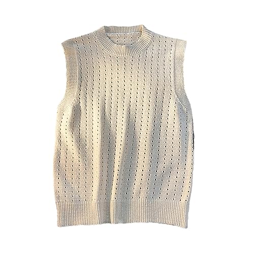 Rfmfkkg Men Sweater Vest O-Neck Hollow Out Baggy Teens Knitting Retro College Unisex2