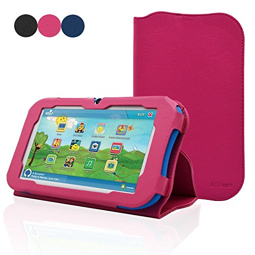 ACdream Sprout Channel Cubby 7 Case, Premium PU Standing Leather Cover Case for Sprout Channel Cubby 7 inch HD 16GB KidFriendly Tablet, Hot Pink