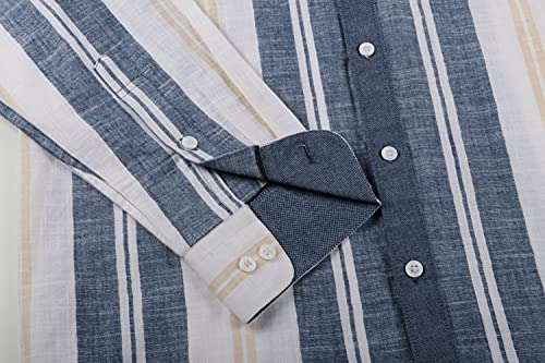 Image of SHIRT THEORY Blue & White Stripe Cotton Full Sleeves Casual Shirts for Men II Premium Cotton Shirt II Stylish Shirt for Men II Exclusive Men Casual Shirt II Luxury Shirts ||