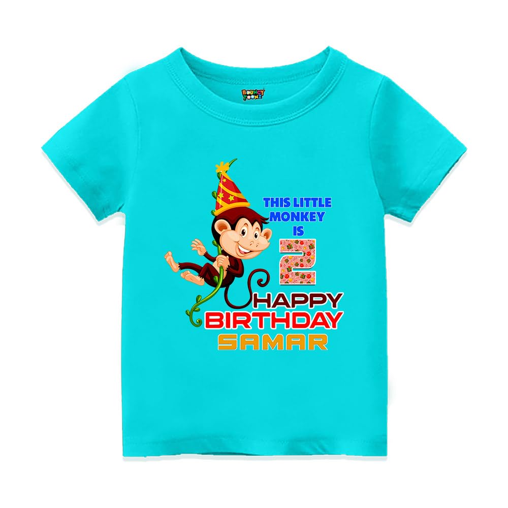 Bouncy ToonzCustomised 2nd Birthday Theme T Shirt Birthday Decoration for Boys and Girls - Kids Personalised Custom Return Gifts Themed Party