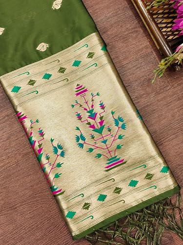 Image of DEVANGI Women's Woven Paithani Banarasi Silk Dupatta /Chunni For Women, Floral Print 1 Meter Wide and 2.3 Meter Length Printed Designer Dupatta /Chunni For Girls