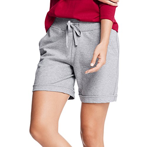 Hanes Womens French Terry Bermuda Pocket Short O4681_Light Steel_XL