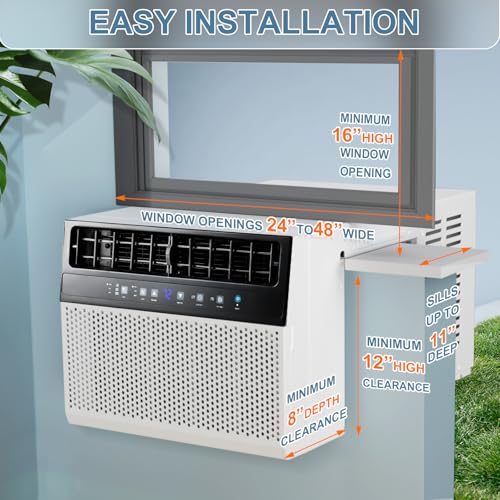 Image of Antarctic Star 12,000 BTU Window Air Conditioners with 6 Modes 24H Timer, U-Shaped Air Condtioner Window Unit Cools up to 550 Sq.Ft, Energy-saving Window AC Units, Easy to Install, White
