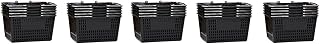 Shopping Basket (Set of 5) Durable Black Plastic with Metal Handles (5-(Pack))