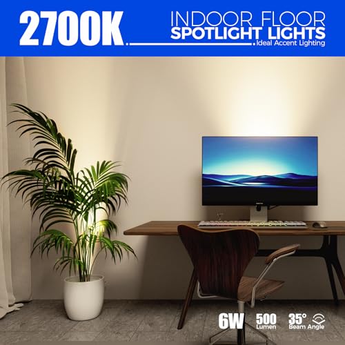 Barrina Uplighting Indoor Spotlight, 2700K E26 Bulb, 2 in 1 Detachable Tree Up Lights Floor Can Light, Spotlights for Indoor Plants Picture Home, 6.56FT Plug Cord & Foot Switch, Black, 2 Packs by Barrina - Image 4