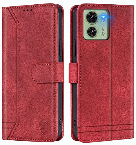GoodcAcy Handyhülle für Motorola Edge 40 Neo Hülle Handyhülle Leder Klappbar Schutzhülle Tasche Wallet Brieftasche Cover Flip Case für Motorola Edge 40 Neo Klapphülle Rot