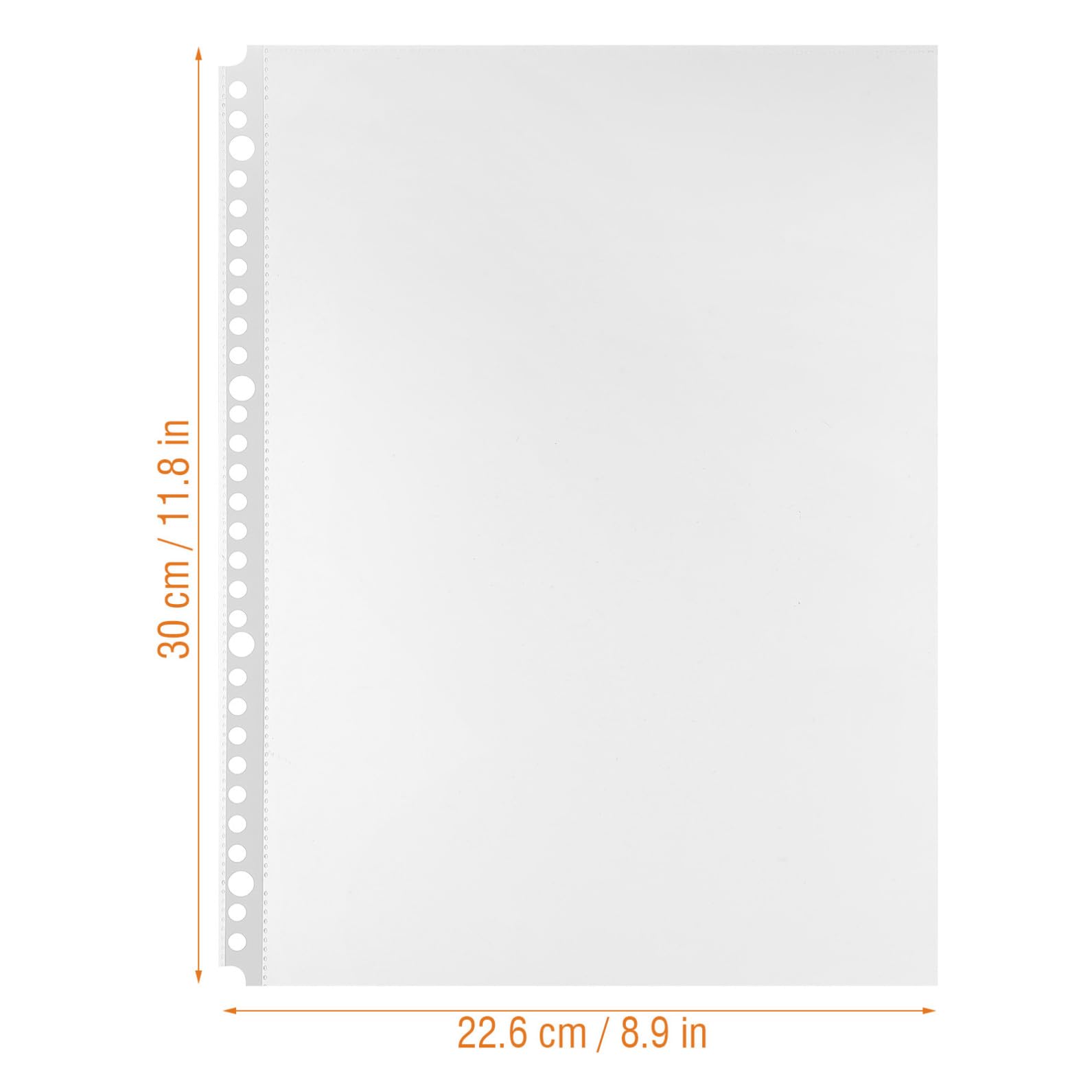 Pochettes Transparentes A4 30 Trous en Plastique Lot de 100 pour Protéger Documents, Accessoires pour Usage Personnel ou Scolaire