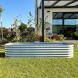 UNIGARDIA Hochbeet Metall 240x60x43 cm, 195x105x43 cm | 9-in-1 Hochbeete-Kit Silber | Hochbeete für Garten aus Premium Zn+Al+Mg Stahl | Rostfrei und 100% Formstabil, Einfacher Aufbau
