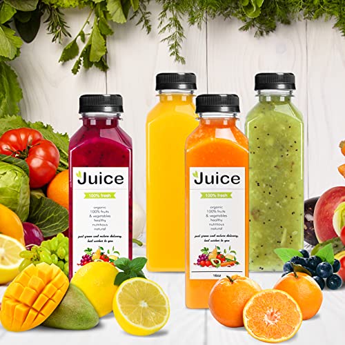 DEPEPE 16 Pack 16oz Reusable Plastic Bottles with Caps, Empty PET Juice Bottle with Lids for Juicing, Smoothies, Drink, Water Containers 5 51MYOXJLU4L
