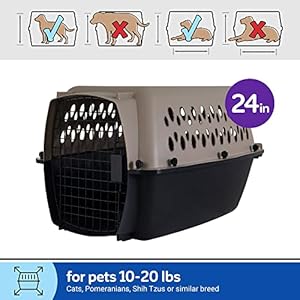 Petmate Vari Dog Kennel Portable Dog Carriers Crates for Small Dogs Airline Friendly Durable Plastic Pet Carrier For Home and Travel 24 Inches Taupe and Black