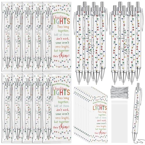 Sayglossy 50 Sets Christmas Coworkers Gift Bulk Merry Bright Ballpoint