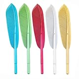 YHSMFCL Novelty Feather Gel Pens Black Ink 10 PCS Unique Artificial Wing Quill Writing Pen For Wedding Guest Signature Bridal Party Favors Stationary Supplies