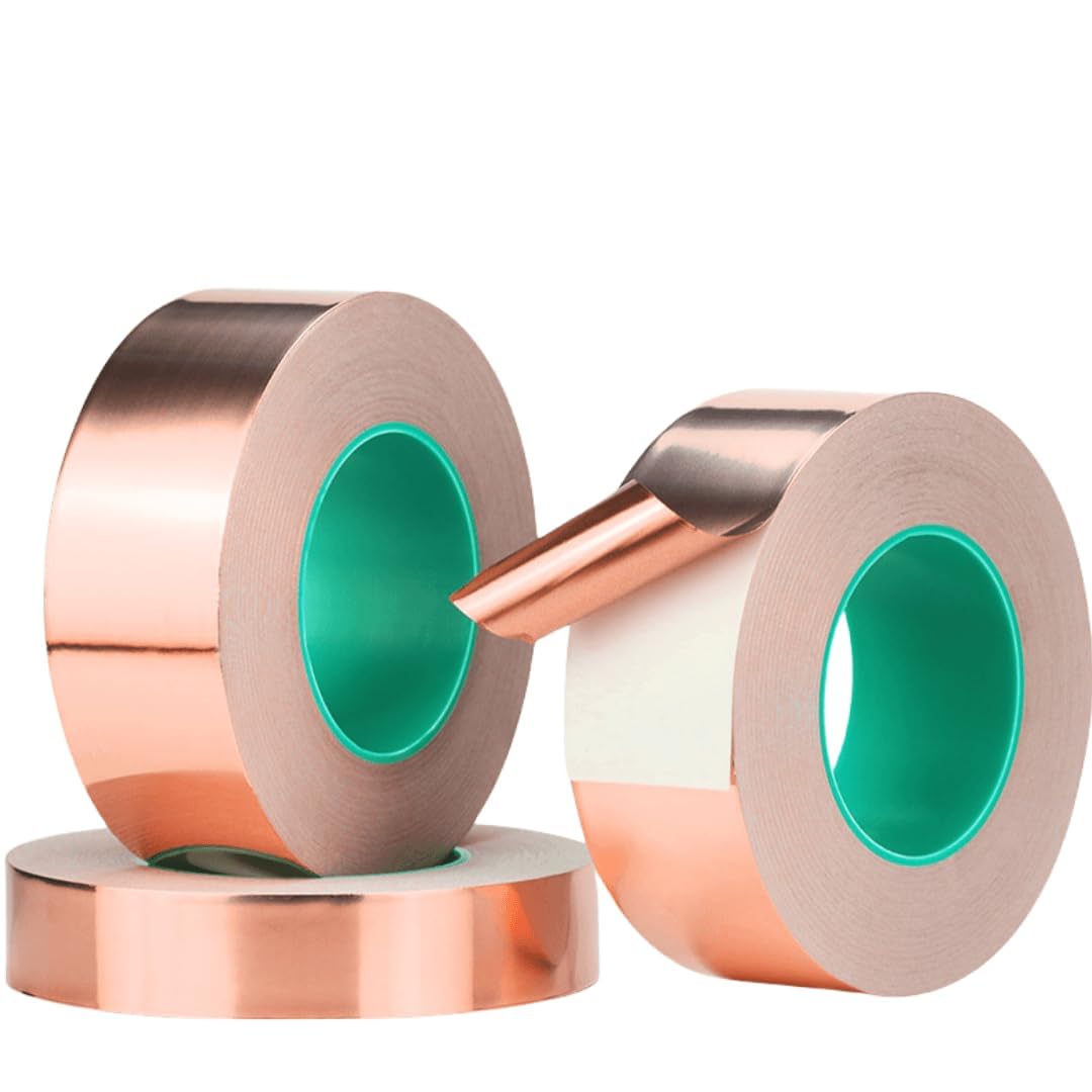 Double Side Conductive Copper-Foil Conducting Electricity Tape, Copper Foil Tape, Signal Shielding, Enhanced Conductivity Copper Tape (15m Length, 0.15mm Thickness, 45mm Width)