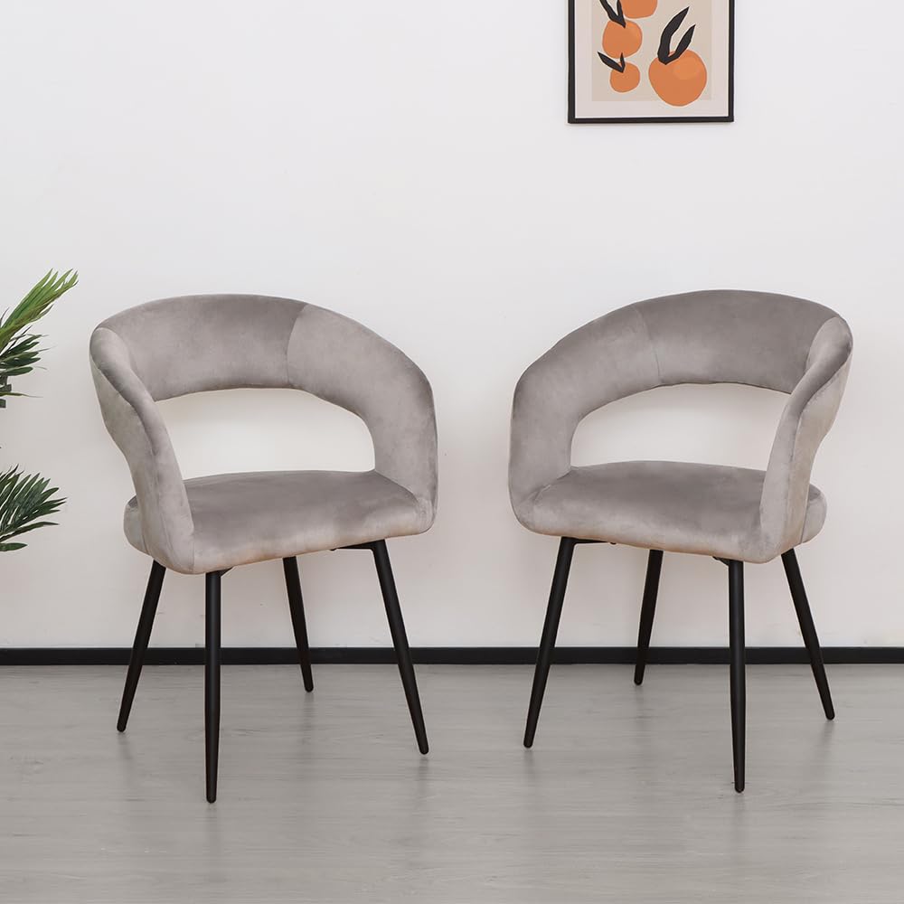 Amazon｜ダイニングチェア 2脚セット ベルベット 肘付き 食卓椅子