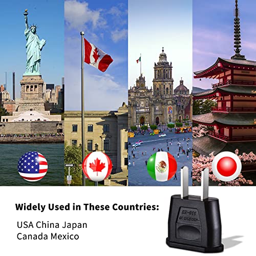 3 pezzi Adattatore Universale da Viaggio Adattatore Presa Americana Adattatore da Europa a USA Adattatore USA/Italiano/Giappone/Cina/Canada/Messico (Black)