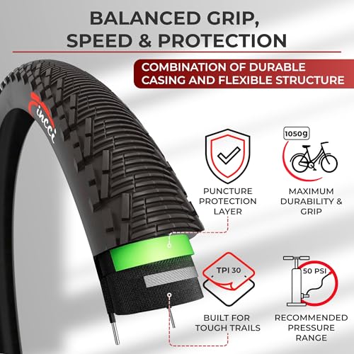 Fincci Pair 26×1.95 Bike Tire – Enduro 26 inch Bike Tires