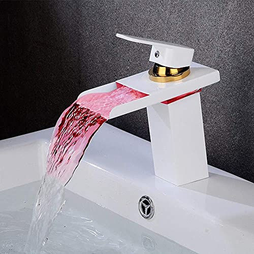 Grifo LED con sensor de temperatura por color para lavabo de cascada alto
