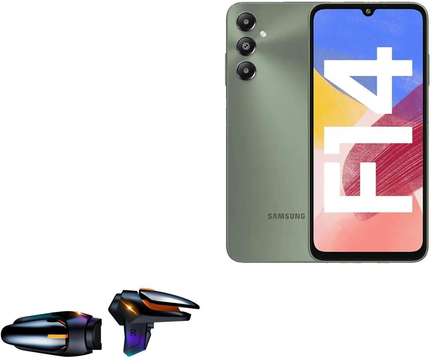 BoxWave Gaming Gear Compatible with Samsung Galaxy F14 4G - Touchscreen QuickTrigger Auto, Trigger Buttons Autofire Gaming Mobile FPS - Jet Black