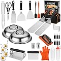 Griddle Accessories Kit, 40PCS Flat Top Grill Accessories Set for Blackstone, Griddle Accessories Set with Basting Cover, Spatula, Scraper, Burger Press, Tongs, Cleaning Kit