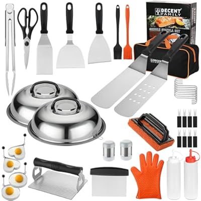 Griddle Accessories Kit, 40PCS Flat Top Grill Accessories Set for Blackstone, Griddle Accessories Set with Basting Cover, Spatula, Scraper, Burger Press, Tongs, Cleaning Kit