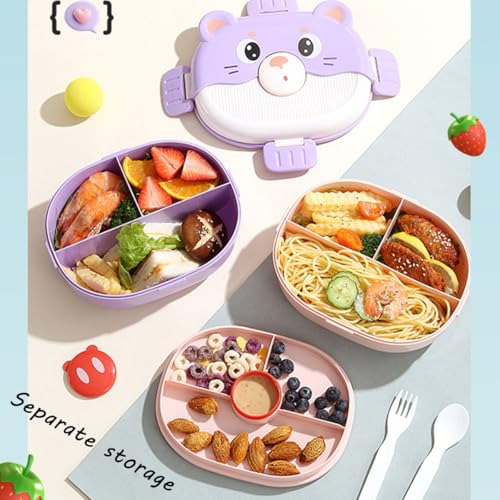 Rosqmor Lunch Box Compartimentée 1350 ml, Boîte Repas Étanche avec Couverts et Pot à Sauce, Bento Box à 6 Compartiments pour École, Bureau, Voyage et Pique-Nique, Compatible Micro-Ondes – vue 4