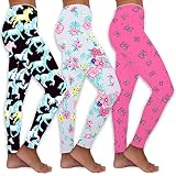 LUOUSE Toddler Girls Stretch Printed Athletic Leggings Little Kids Sweat Skinny Yoga Pants 3 Packs S