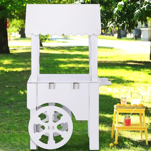 Affrolling Cardboard Candy Cart for Parties with Wheels Vintage Dessert Display Stand for Weddings, Birthdays & Baby Showers Treat Wall Candy Station Decor, 57' x 32' x 19'