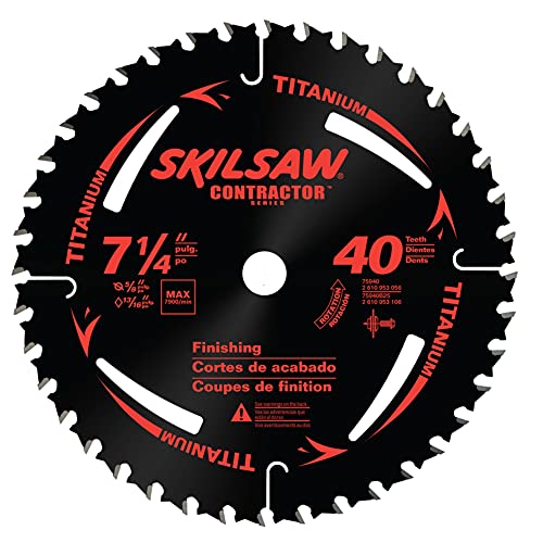 SKIL 75940 Titanium 7-1/4-Inch 40 Tooth ATB Thin Kerf Crosscutting Saw Blade with 5/8-Inch and Diamond Knockout Arbor