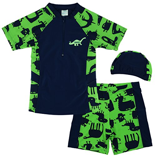 Boys Two Piece Rash Guard Swimsuits Kids Short Sleeve Sunsuit Swimwear Sets 3T