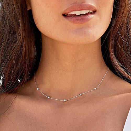 VRIUA Necklaces for Women - 14K Gold/Silver Plated Dainty Chain Necklace with Five Charms: Diamond, Bow, Snowflake, Cross, Flower, Clover, Butterfly, Heart, Star of David, and Star Trendy Jewelry2