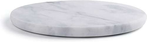 Miniatura 4 de Peohud Tabla de repostería de queso de mármol, tabla de cortar salvamanteles de mármol de 8 pulgadas, plato redondo para servir postres para