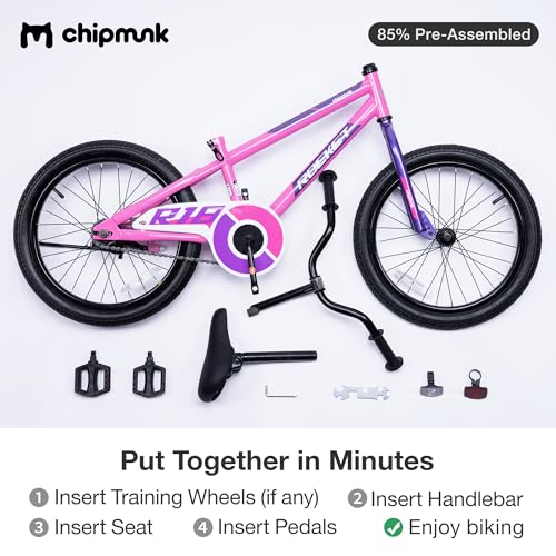 Image of Chipmunk Kids Bike 12 14 16 18 Inch Bicycle with Training Wheels Beginners Boys Girls Ages 3-10 Years Multiple Colors