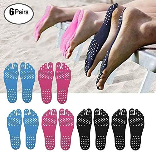 6 Pack Beach Foot Pads for Barefoot Lover,Stick on Soles,Invisible Shoes Stick on Foot Pads,Foot Stickers,Nakedfit Stick on Soles with Anti-slip and Waterproof for Beach Walking Running, Park Pool